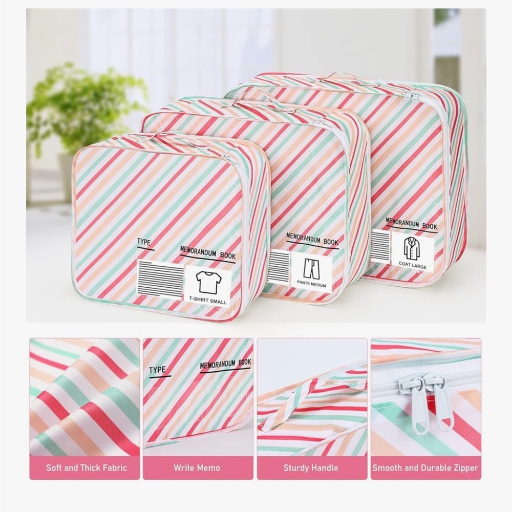 Striped Travel Packing Cubes Set - Picture 2 of 5